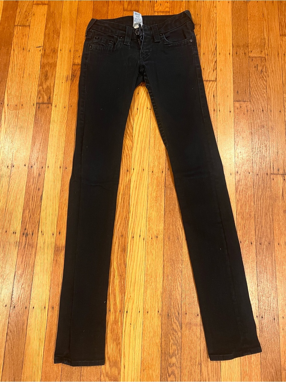 Vintage True Religion Stella Jeans Size 25 Black Low Rise Skinny Y2K